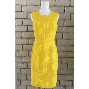 Banana Republic Yellow Textured Jacquard Sleeveless Sheath Midi Dress Size 4